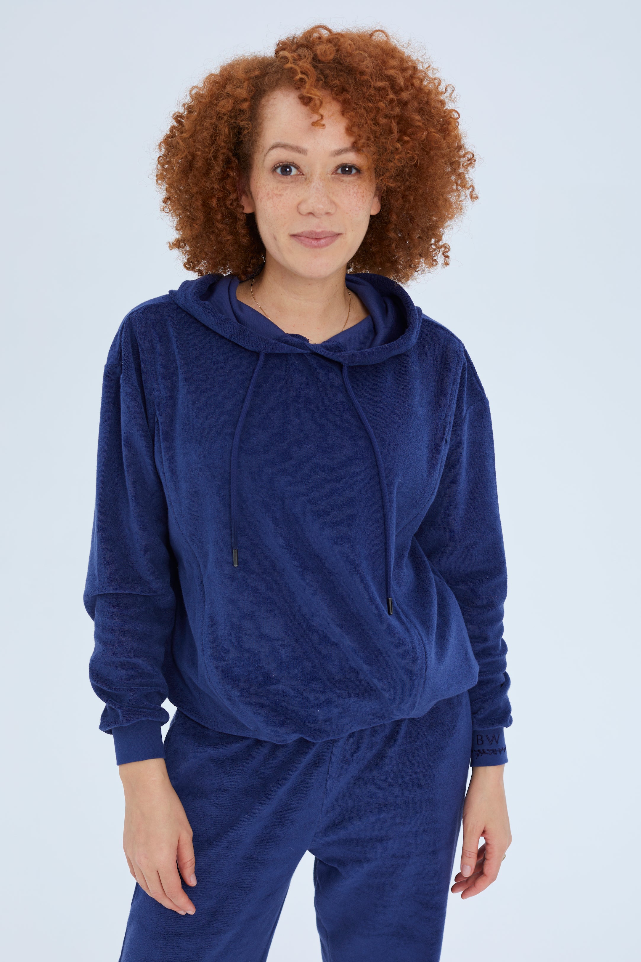 navy organic cotton towelling breastfeeding clothing.