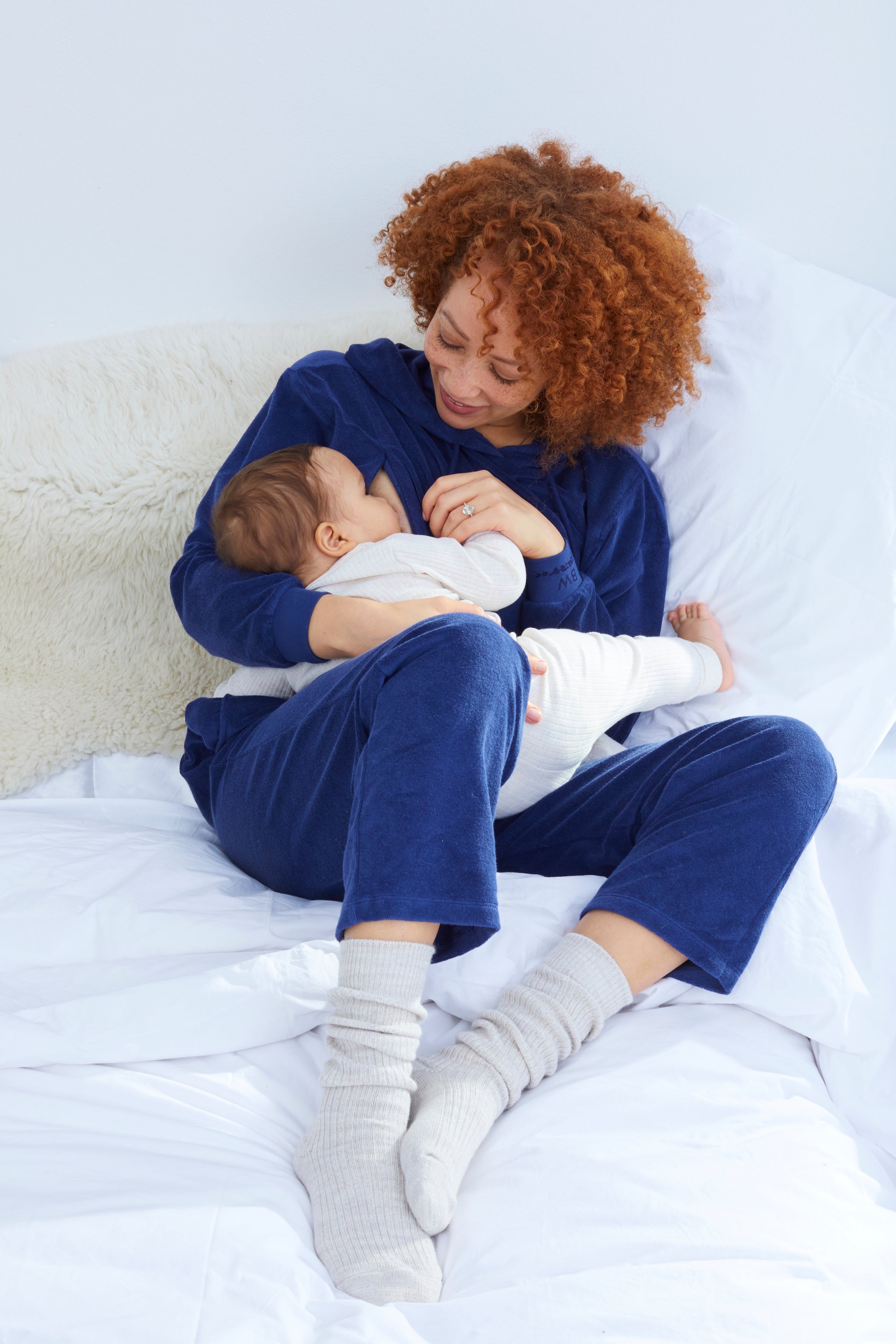 Baba West Navy Organic Cotton Towelling Postnatal Two-piece Baba